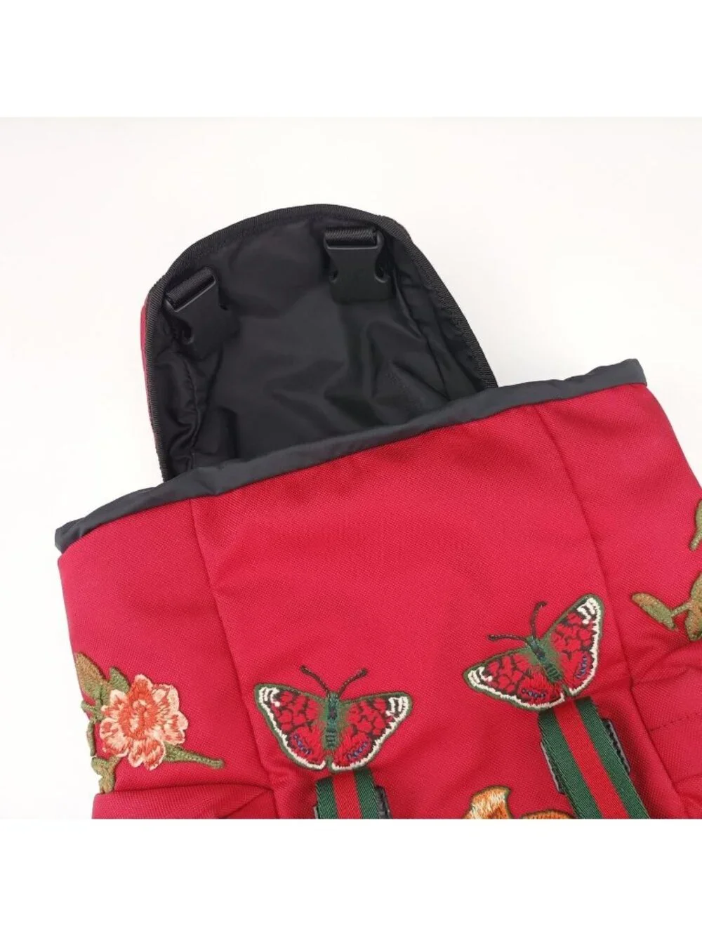 Gucci Techno Vintage Web la Vougre Pal Amour Embroidery Red Canvas Backpack